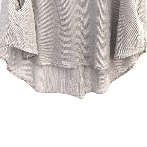 Tulip Brand Women's Tunic Top W/ Tab Sleeves Cotton Size M Black /White Stripes - Picture 7 of 9